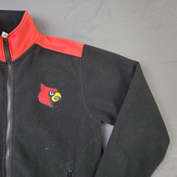BMOC Louisville Cardinals Fleece Jacket Small Black Red Full Zip The Ville NCAA - Picture 10 of 12